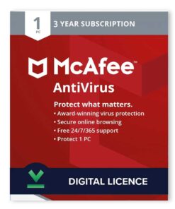 Buy McAfee antivirus 1 Device 3 Year