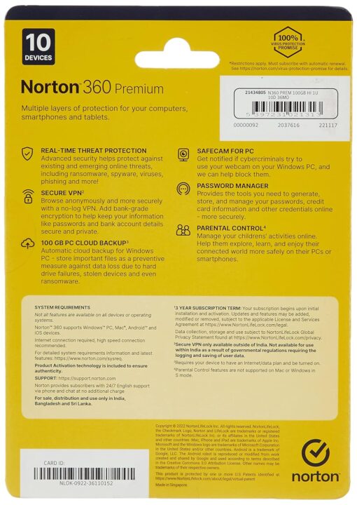Norton 360 Premium 10 User 3 Year Activation - Image 3