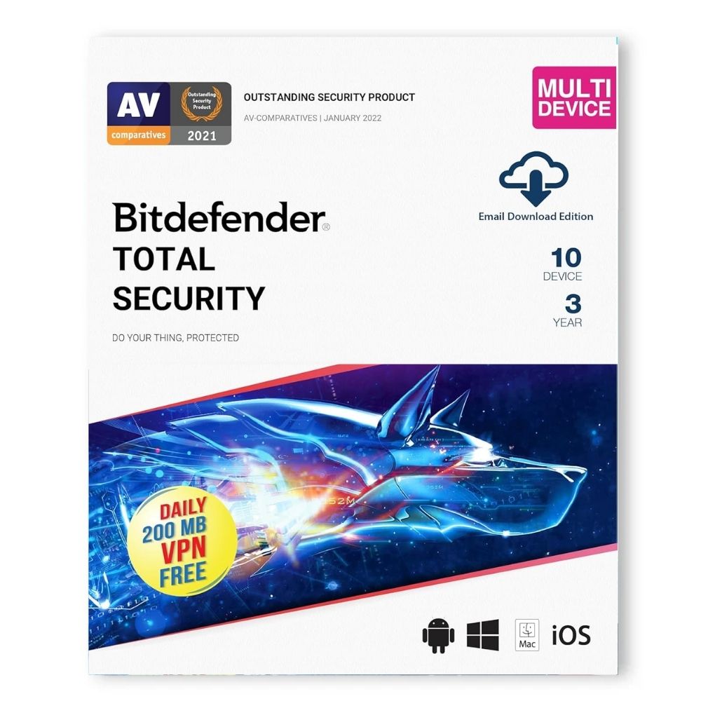 bitdeff BitDefender Total Security 10 Devices 3 Years (Windows / Mac / Android / iOS) - Image 1
